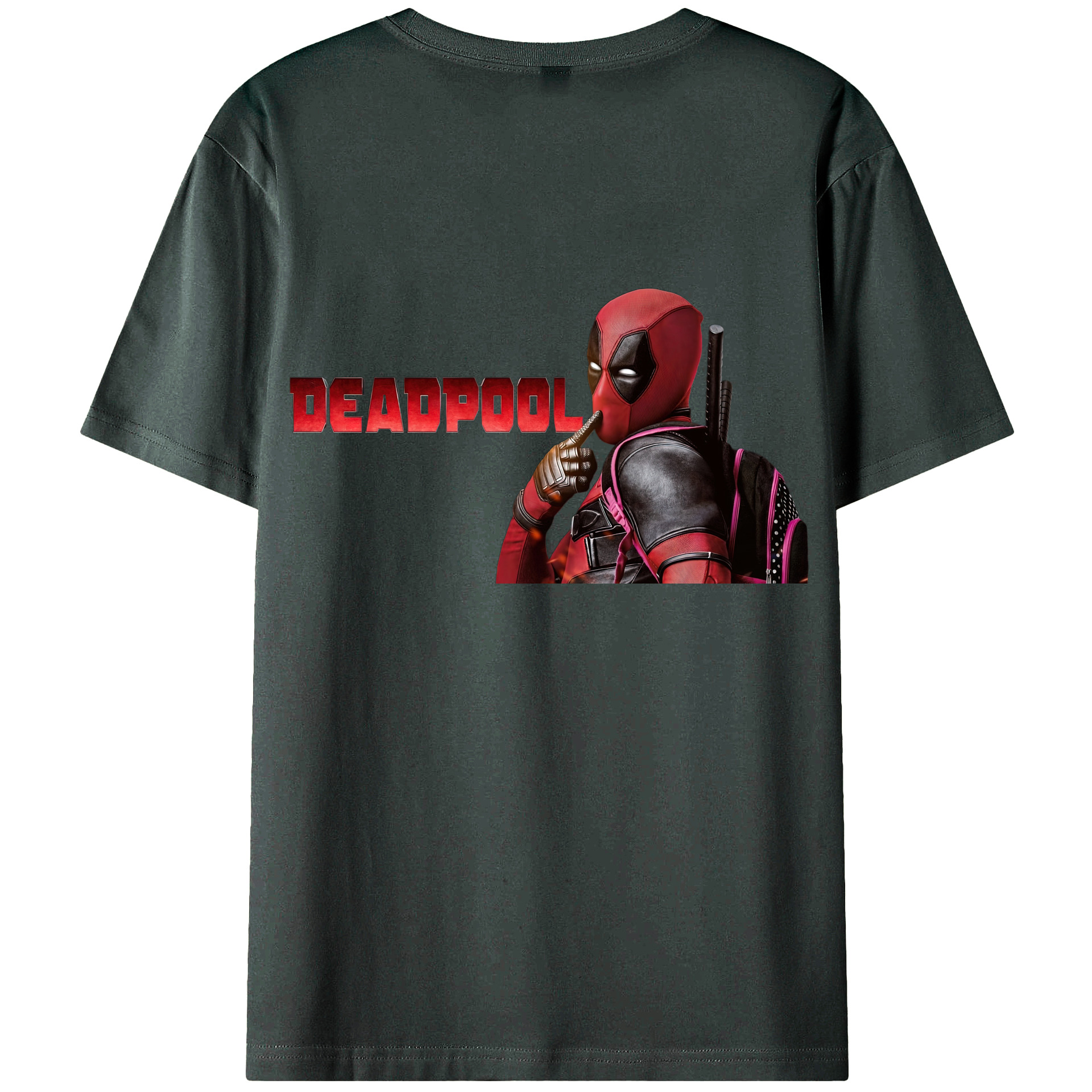 （画像用） Deadpool デッドプール 綿100％ メンズ半袖Tシャツ（バックプリント） 通気性